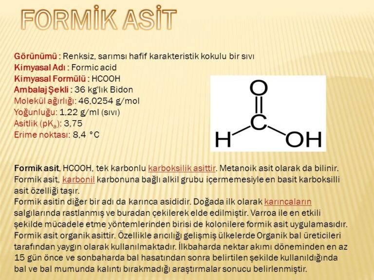 Formik Asit Nedir Kimyasal Formülü ve Kullanım Alanları Akkaya Çevre